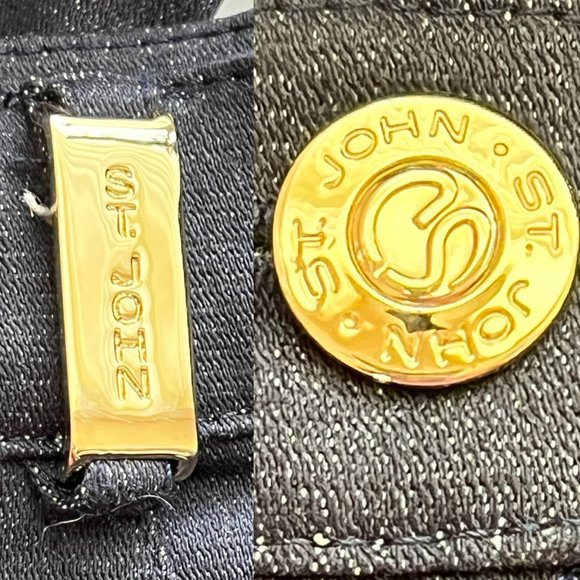 St John Vintage Denim 2 Piece Pant Suit With Crest on Jacket Sleeve - Picture 10 of 12